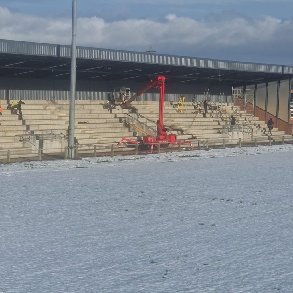 rugby club stadium being bird proofed